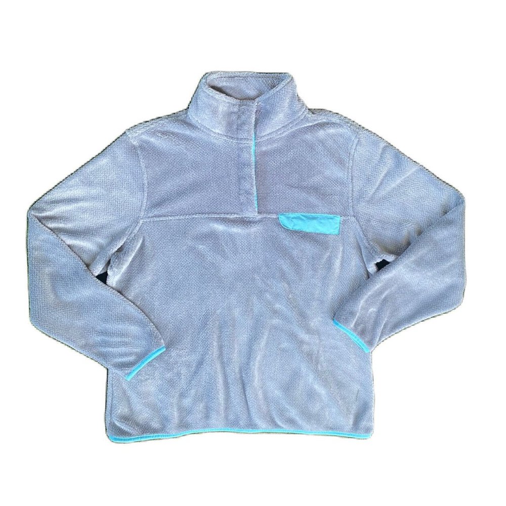 JACHS Cabin Sweater Pullover Womens Long Sleeve 1/4 Gray Fleece Medium Casual‎